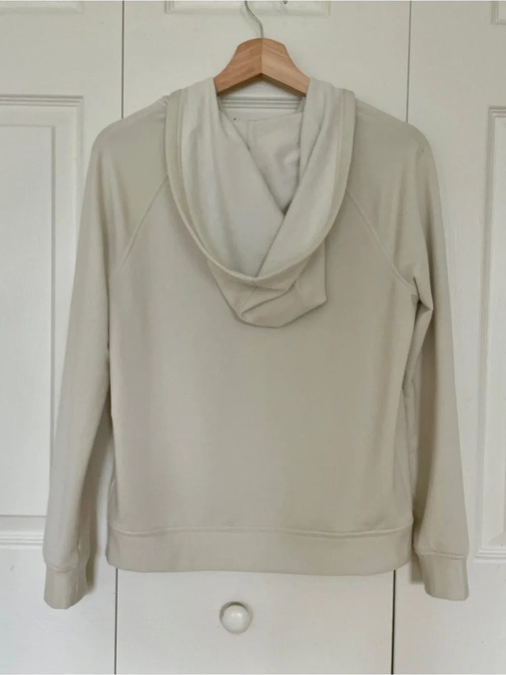 Quince Women Supersoft Fleece Zip Up Hoodie Off-White Sleeved Jacket - Picture 6 of 6